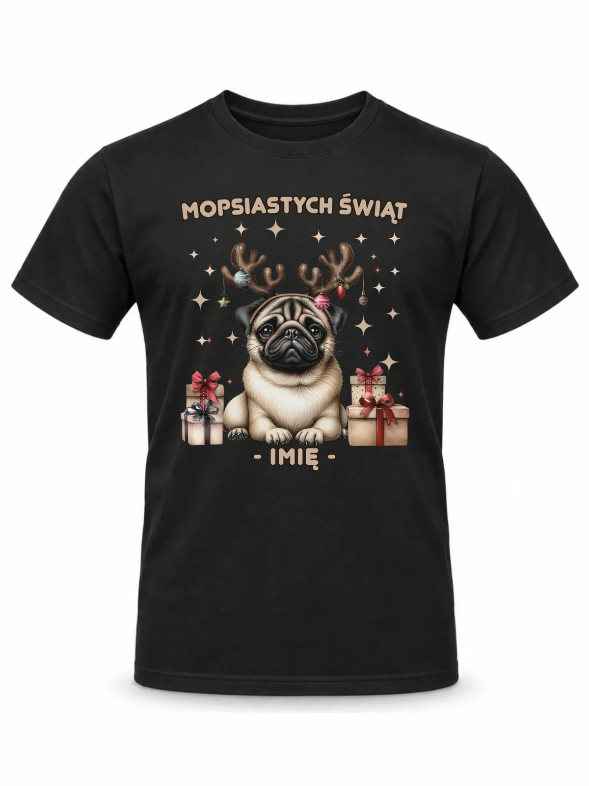 Koszulka męska świąteczna - Mops Mopsiastych świąt - personalizowana BN91
