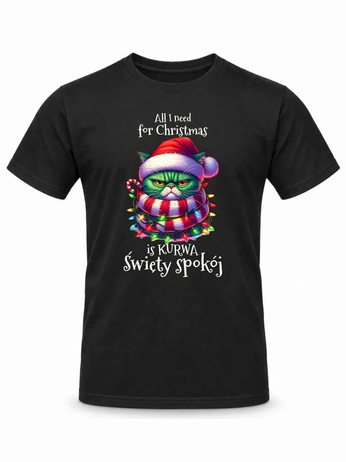 Koszulka męska świąteczna - All I need for Christmas is ku*wa święty spokój - bez cenzury BN101