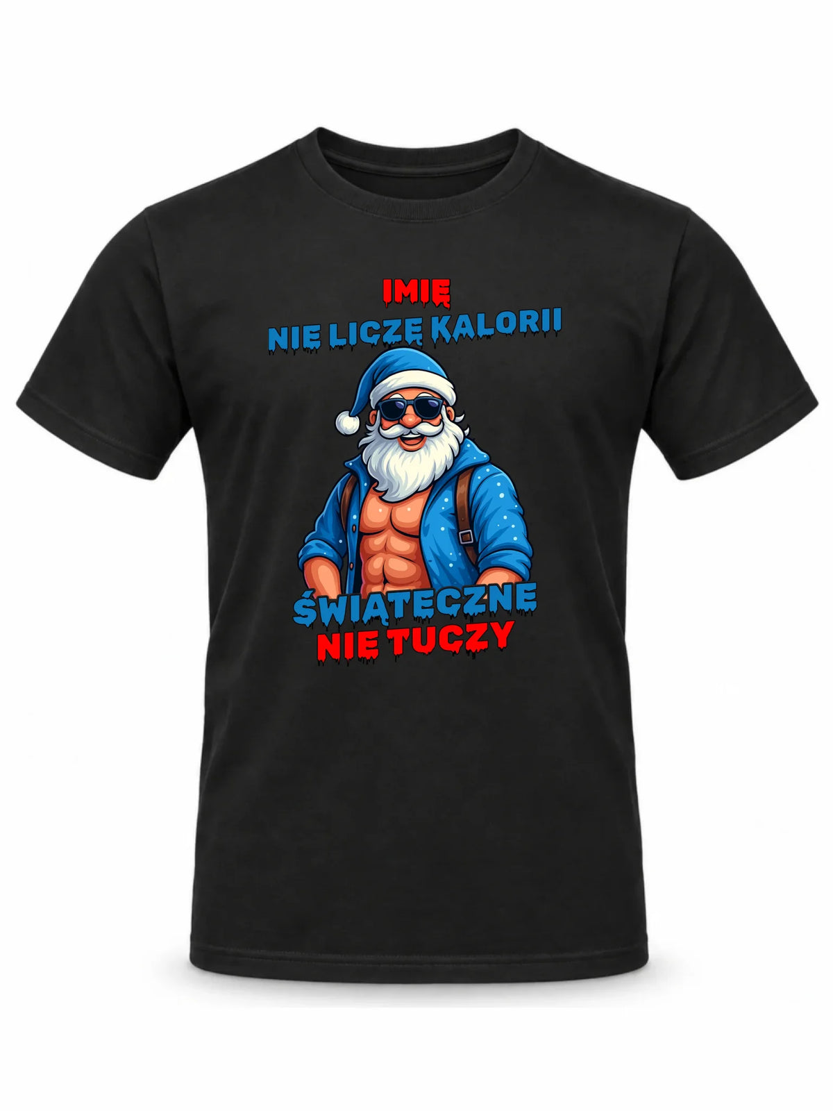 Koszulka męska świąteczna z Mikołajem - Świąteczne nie tuczy - personalizowana BN118