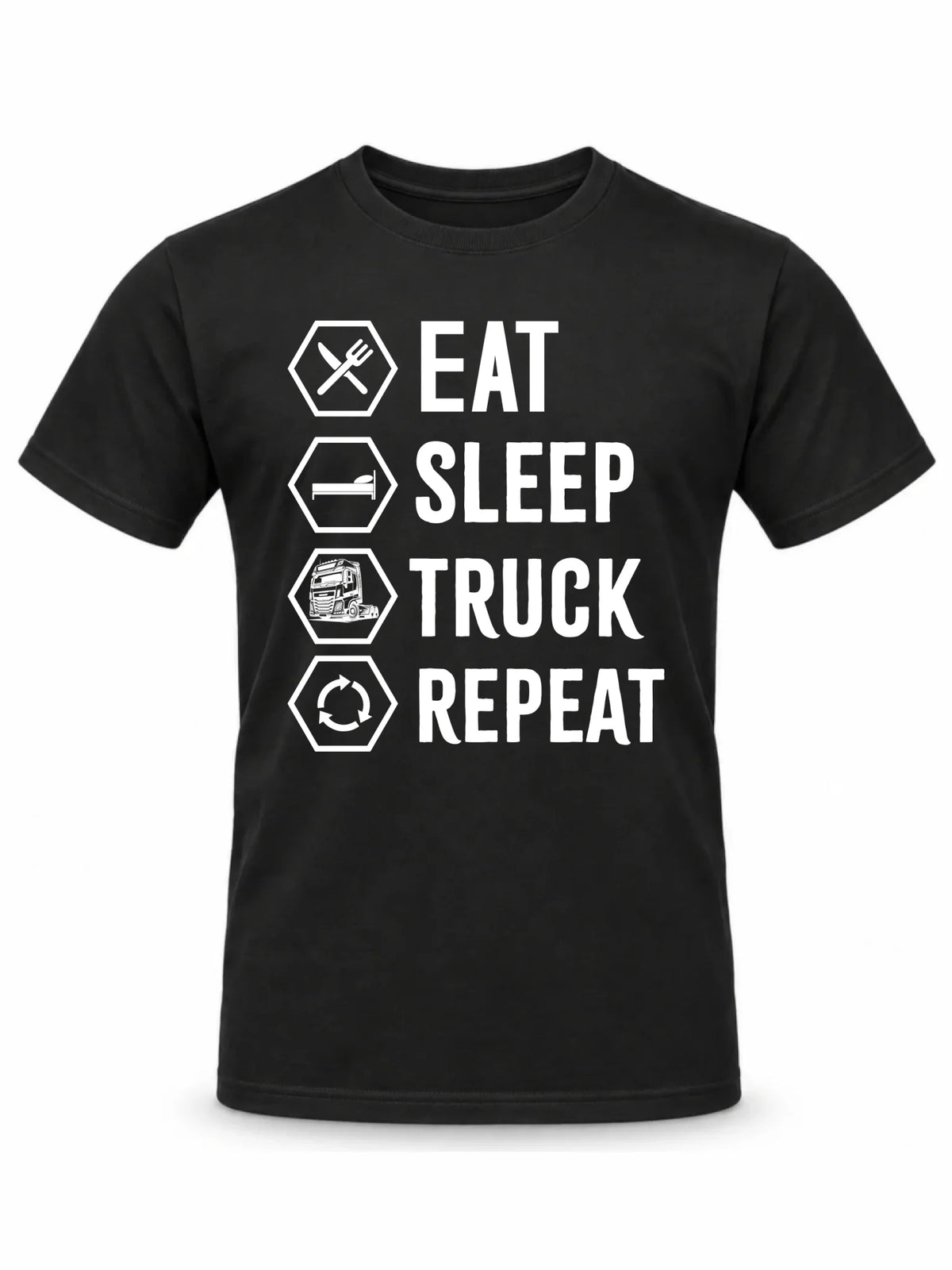 Koszulka męska dla kierowcy ciężarówki - Eat Sleep Truck Repeat ZKT05