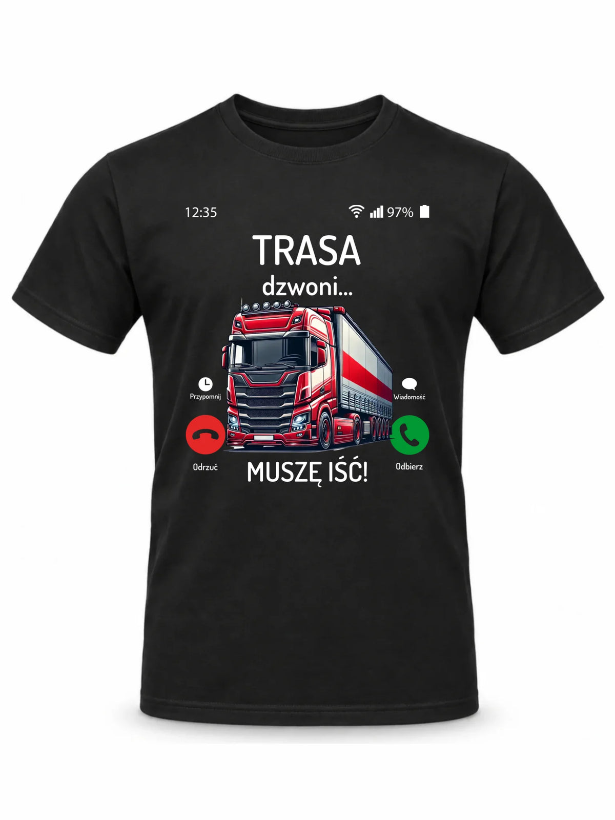 Koszulka męska dla zawodowego kierowcy - Trasa dzwoni muszę iść ZKT03