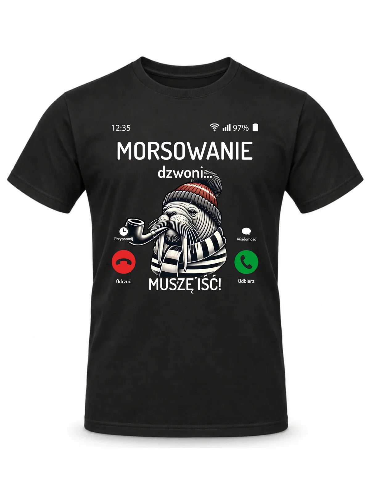Koszulka męska - prezent dla morsa - Morsowanie dzwoni muszę iść - Mors HM19