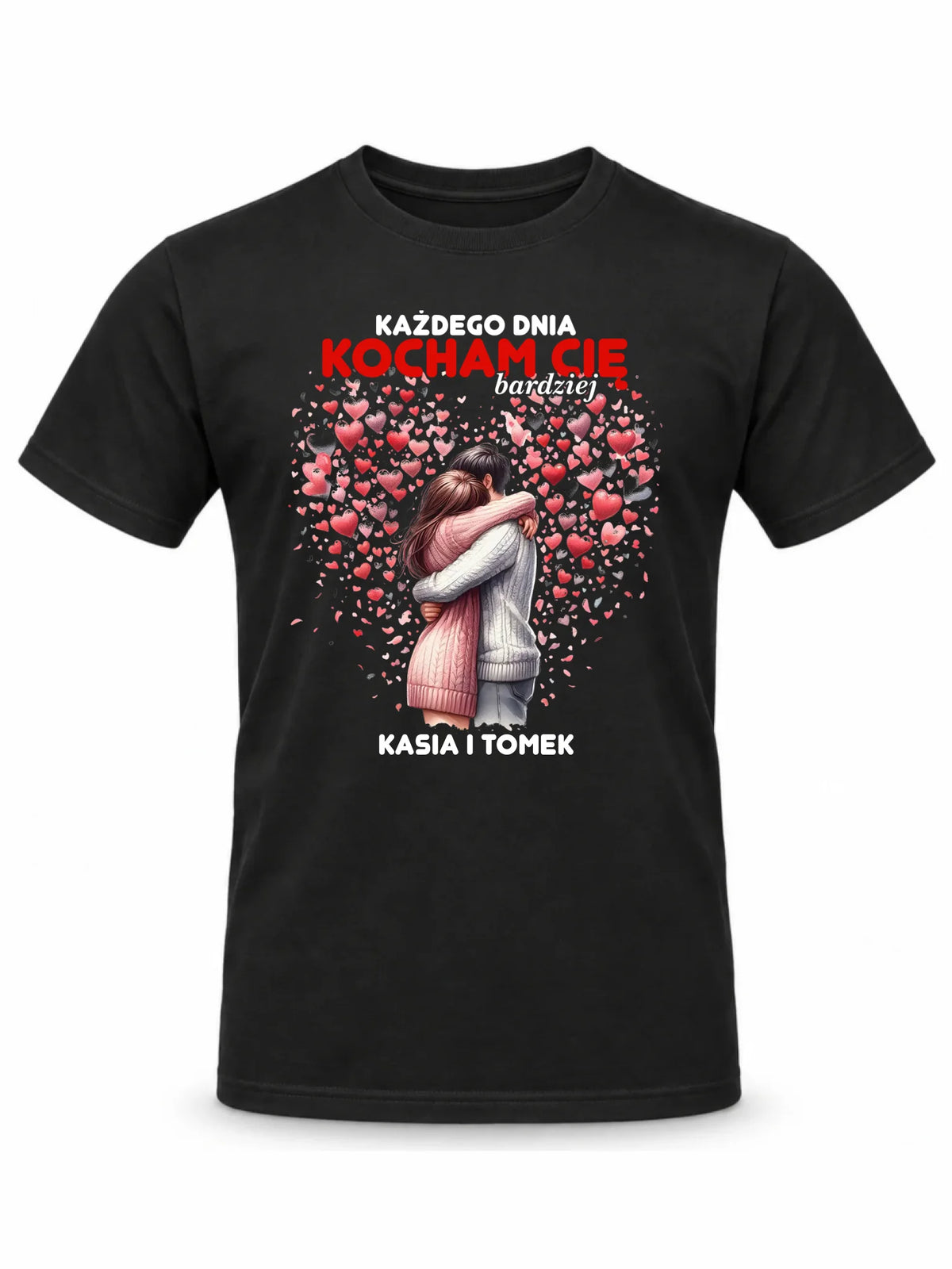 Koszulka męska dla par - Każdego dnia kocham Cię bardziej - personalizowana W09