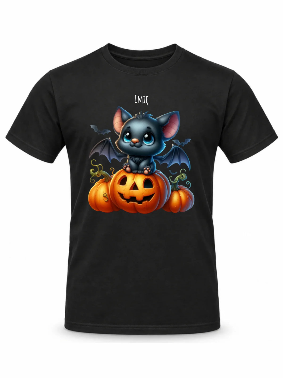 Koszulka męska halloweenowa - Słodki nietoperz z dynią - personalizowana HL09