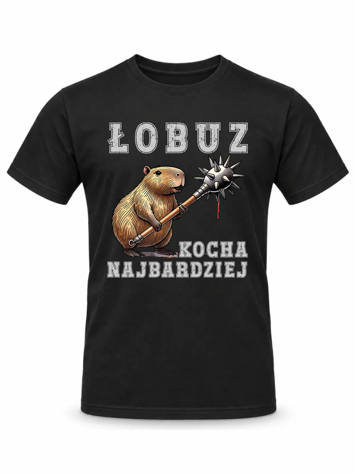 Koszulka męska - prezent dla chłopaka - Łobuz kapibara z maczugą DCH17