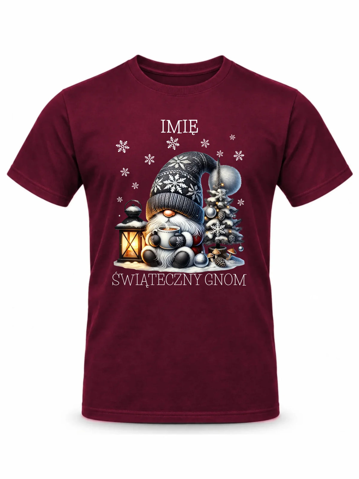 Koszulka męska świąteczna - Gnom z czekoladą - personalizowana BN41