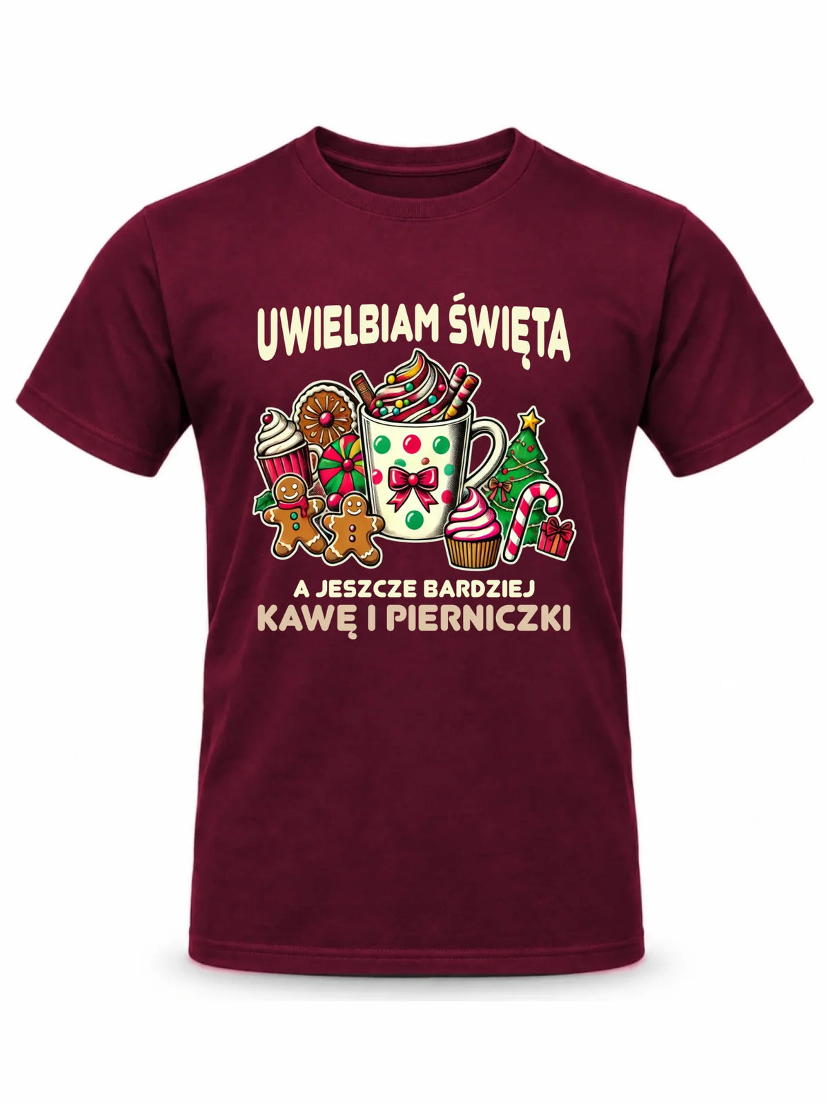 Koszulka męska świąteczna - Uwielbiam święta kawę i pierniczki BN47