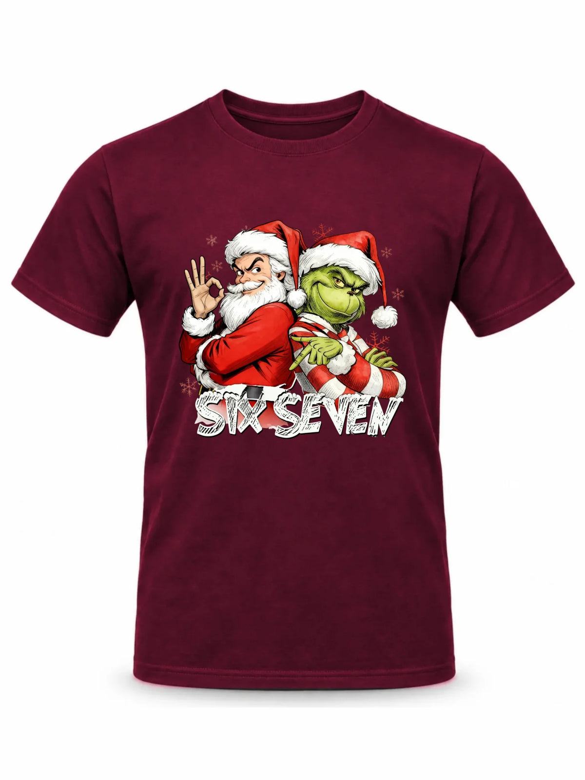 Koszulka męska świąteczna - Mikołaj i Grinch six seven 67 BN148