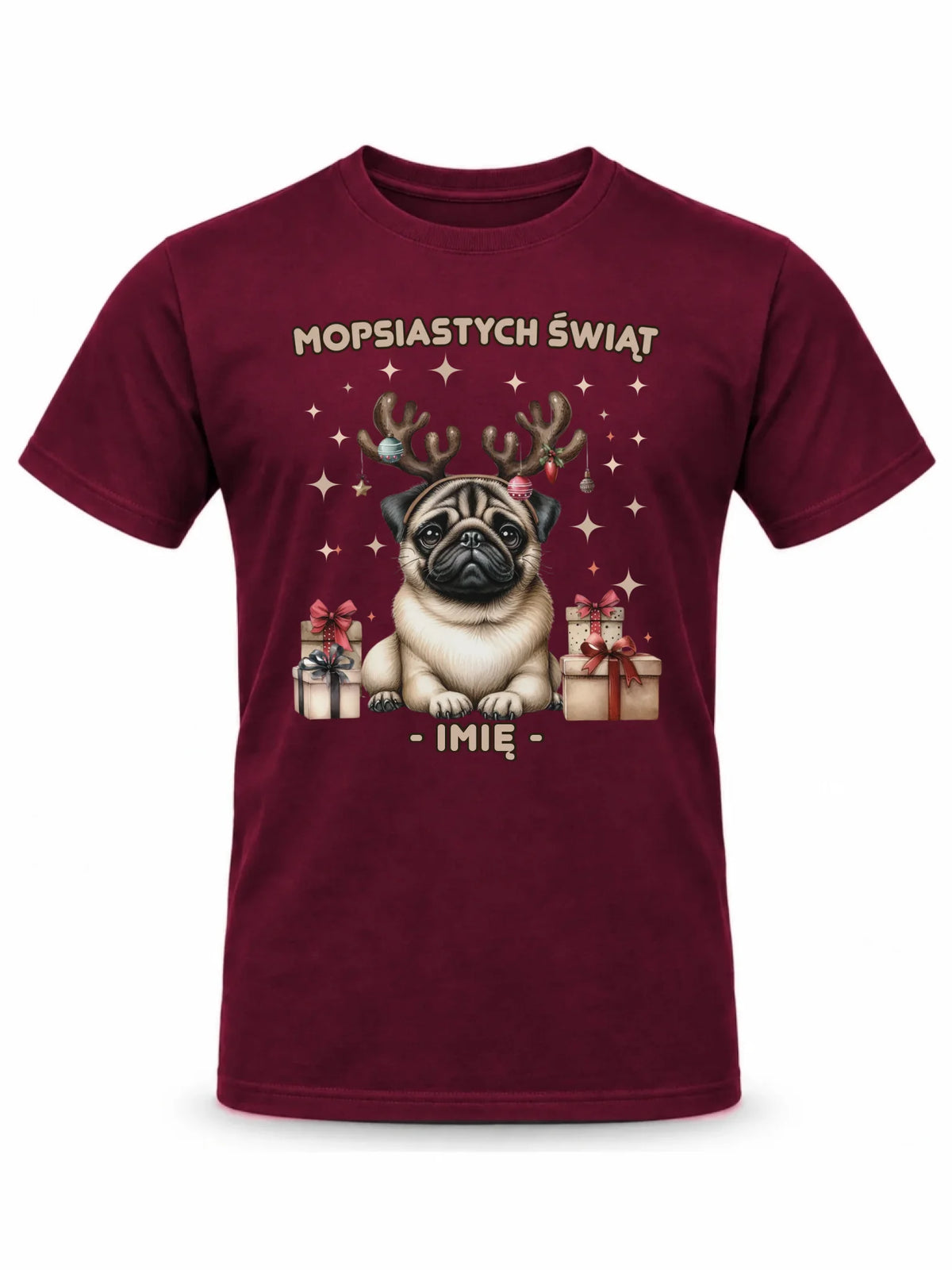 Koszulka męska świąteczna - Mops Mopsiastych świąt - personalizowana BN91
