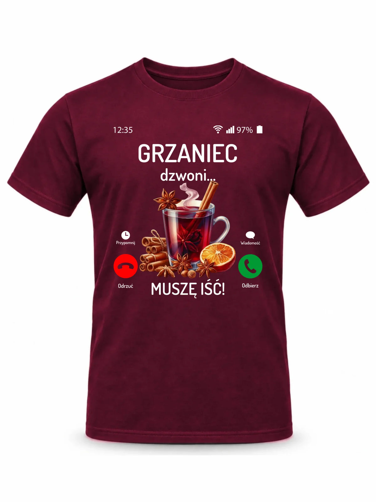 Koszulka męska świąteczna - Grzaniec dzwoni, muszę iść BN127
