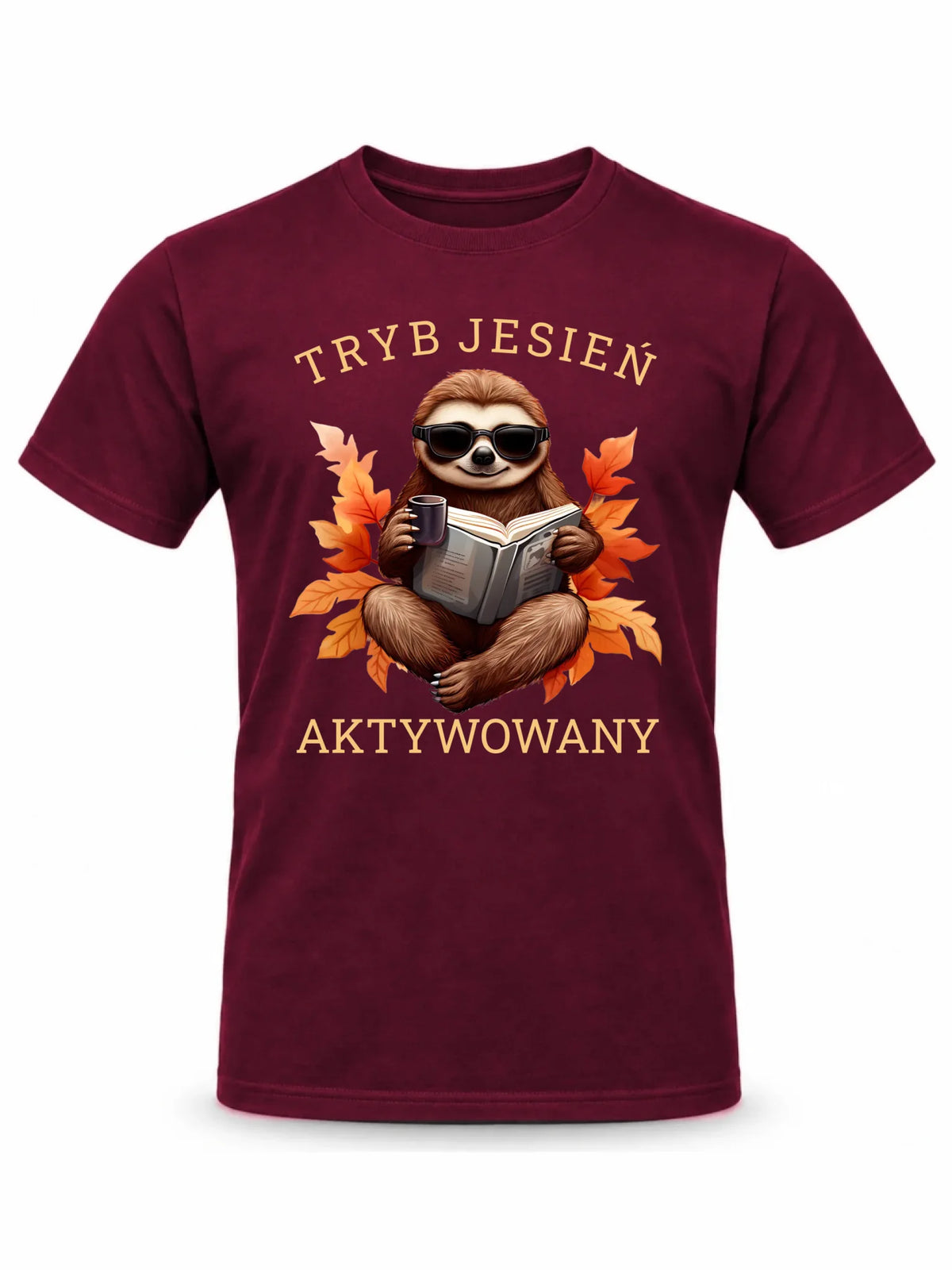 Koszulka męska jesienna - Leniwiec - Tryb jesień aktywowany JS23