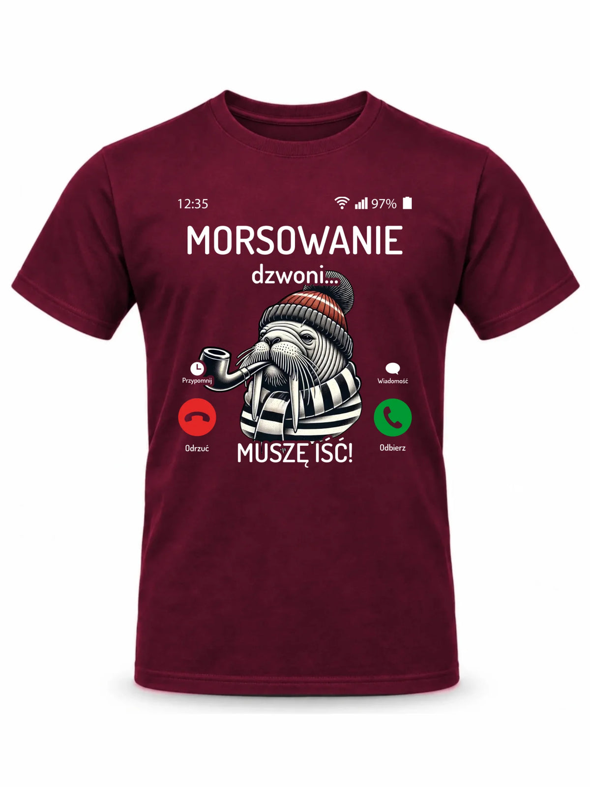 Koszulka męska - prezent dla morsa - Morsowanie dzwoni muszę iść - Mors HM19