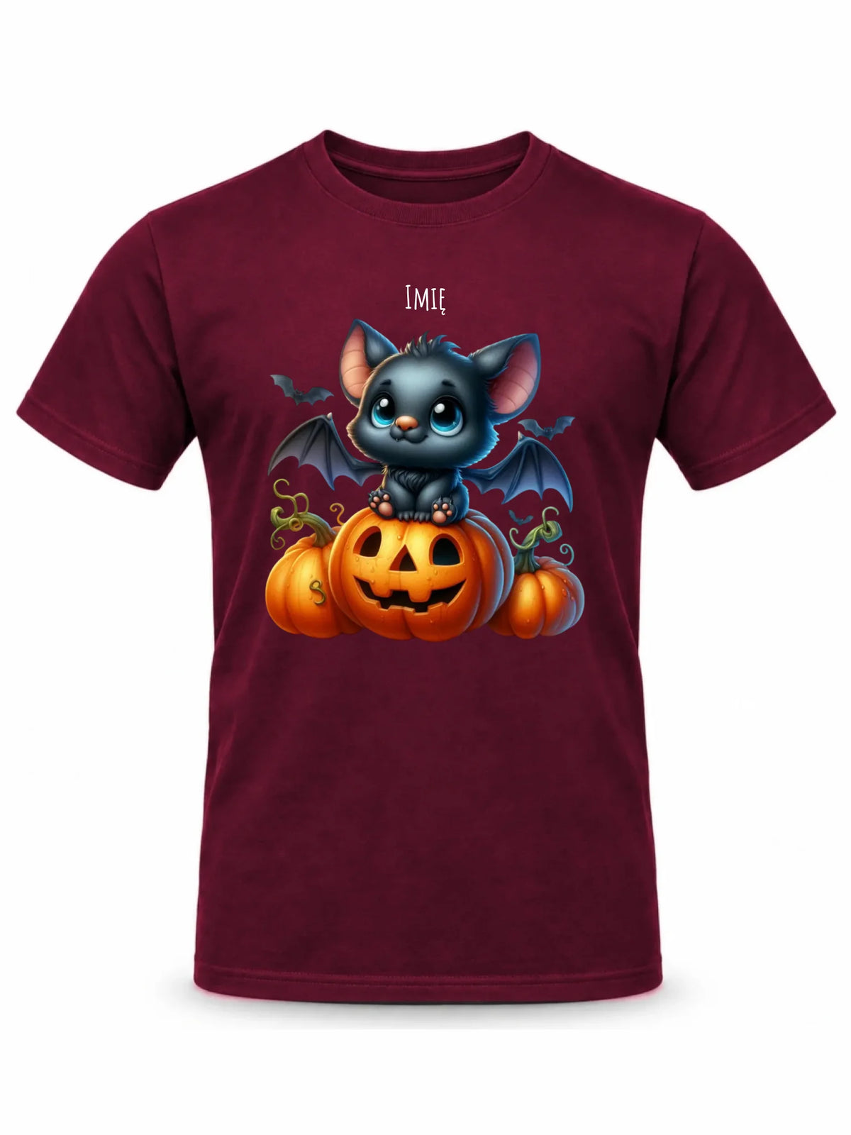 Koszulka męska halloweenowa - Słodki nietoperz z dynią - personalizowana HL09