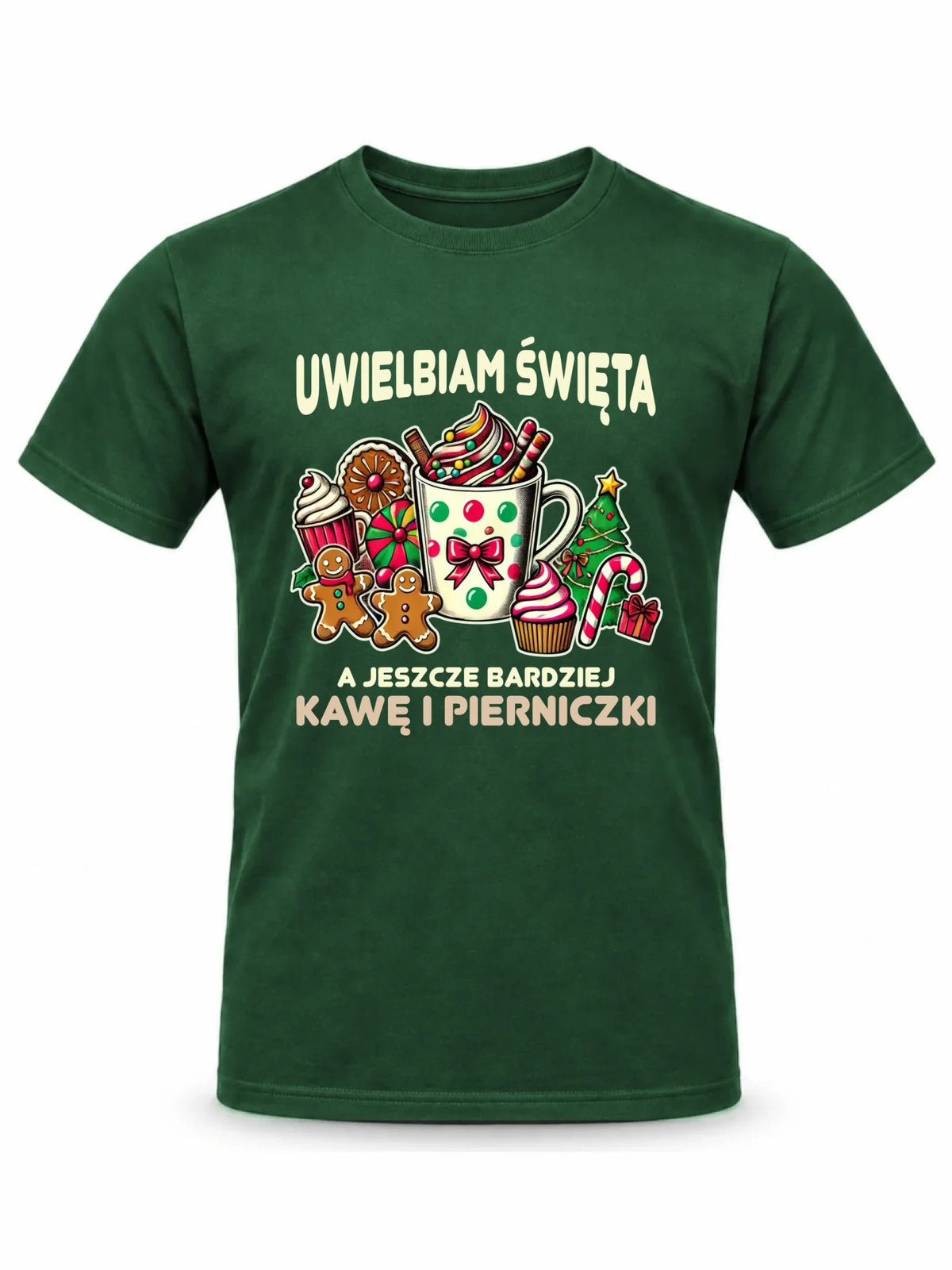 Koszulka męska świąteczna - Uwielbiam święta kawę i pierniczki BN47