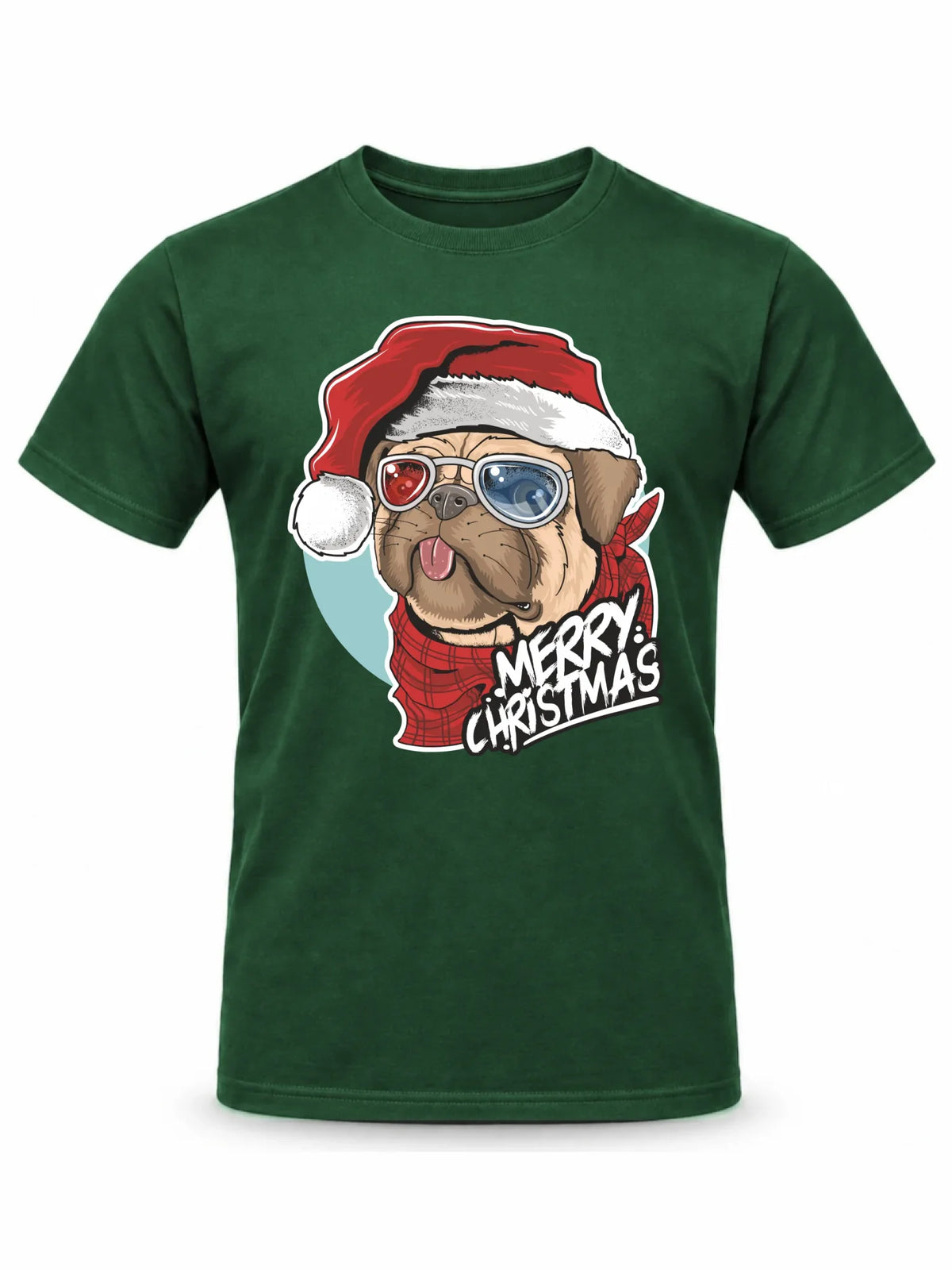 Koszulka męska świąteczna - Mops Merry Christmas BN62