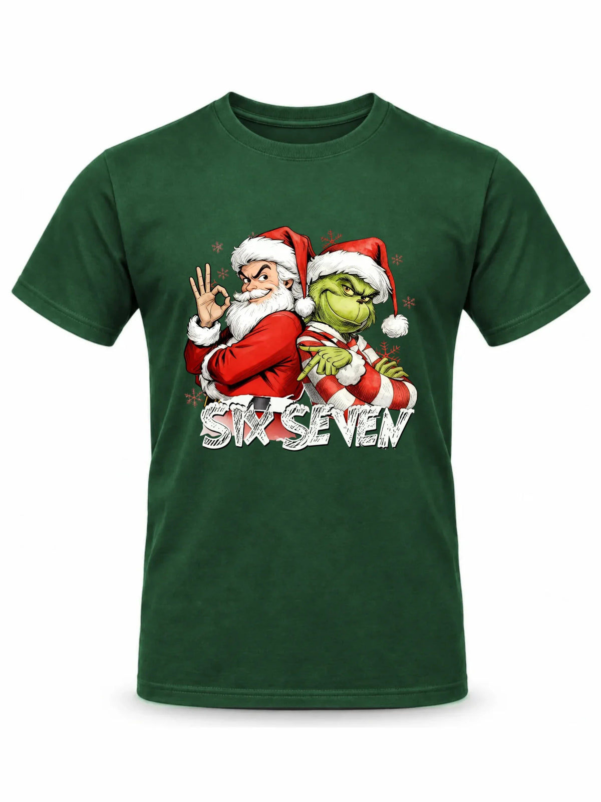 Koszulka męska świąteczna - Mikołaj i Grinch six seven 67 BN148