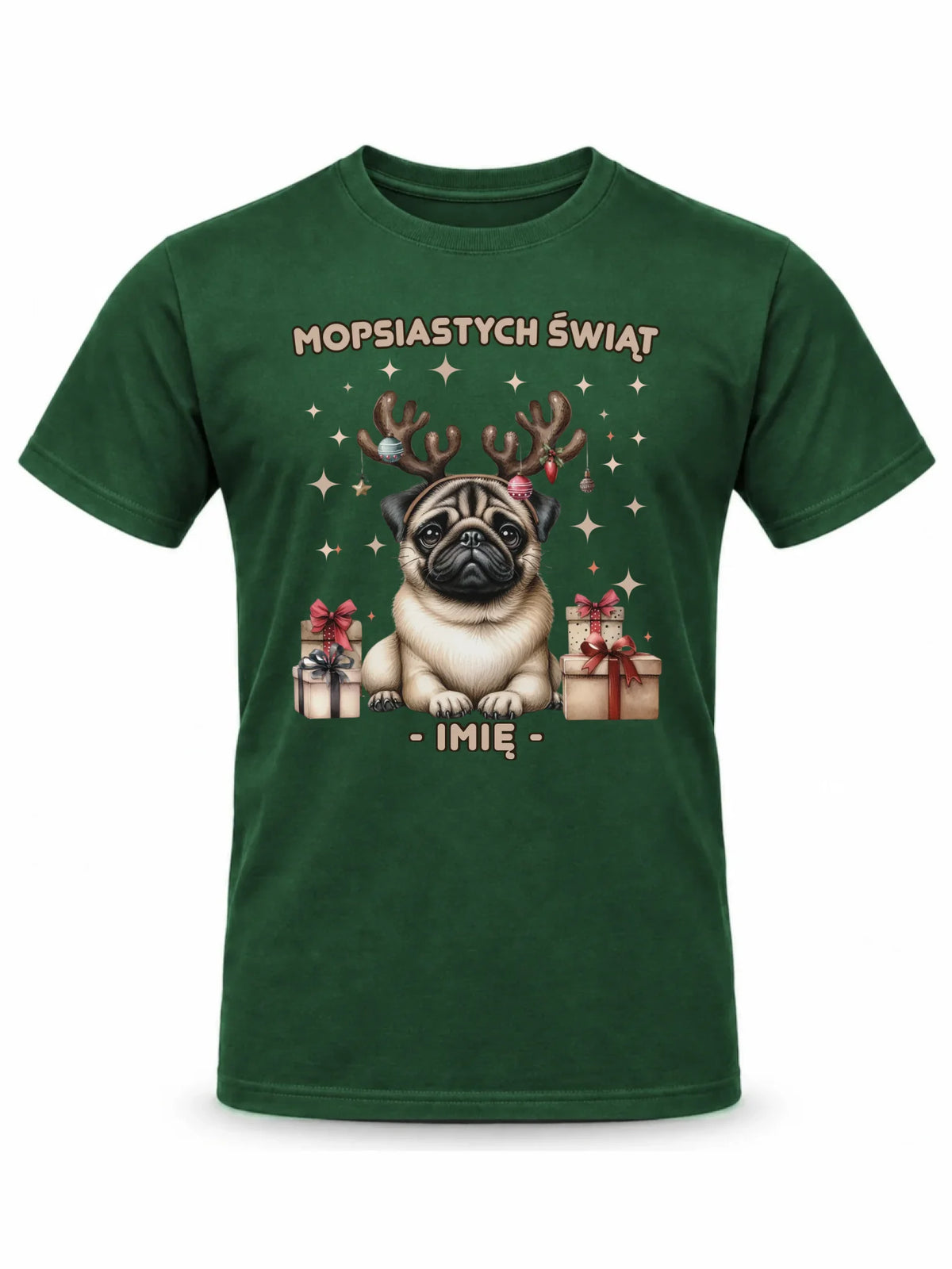 Koszulka męska świąteczna - Mops Mopsiastych świąt - personalizowana BN91