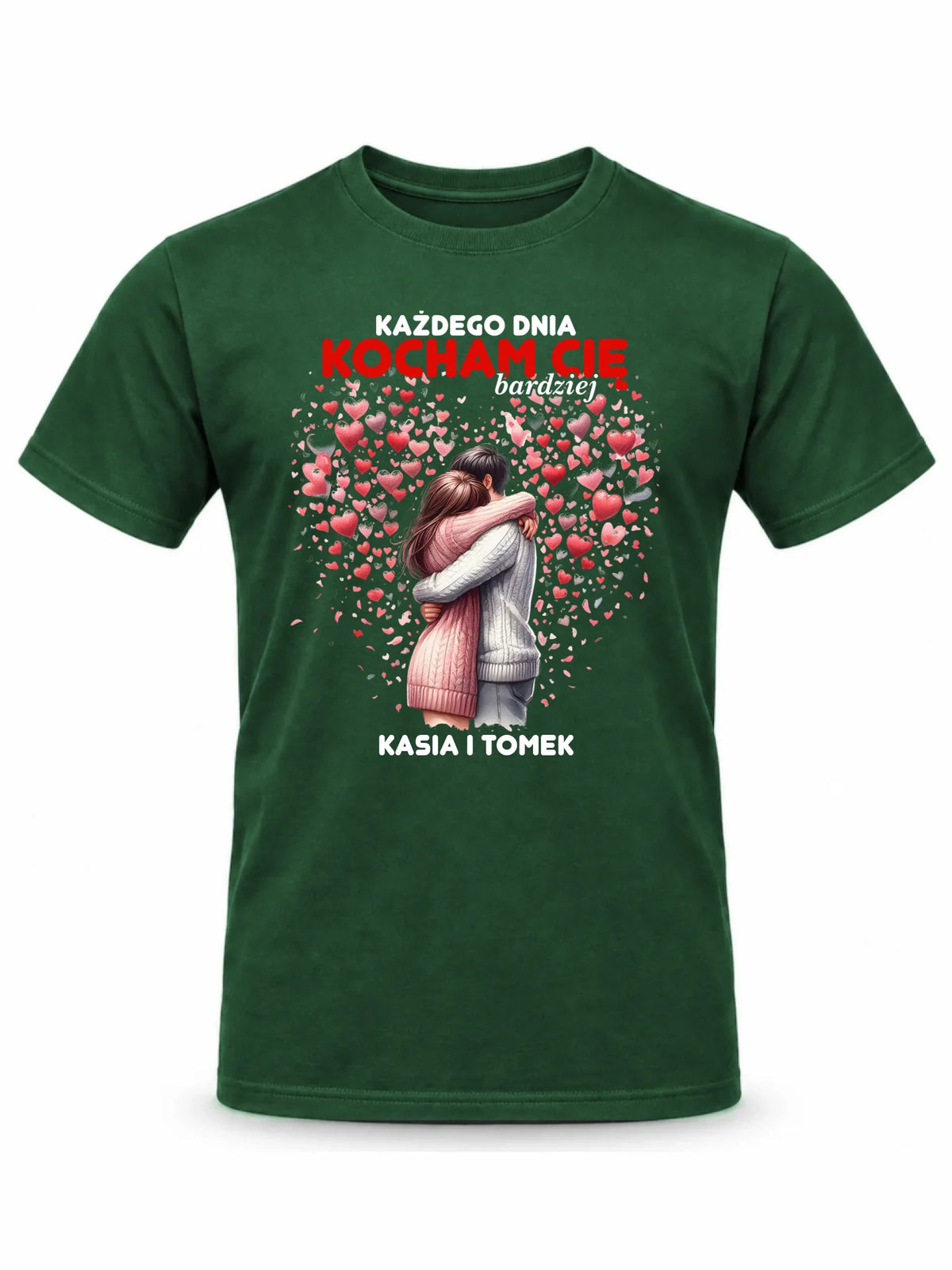 Koszulka męska dla par - Każdego dnia kocham Cię bardziej - personalizowana W09