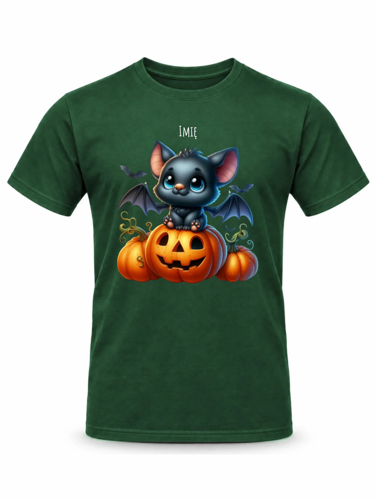 Koszulka męska halloweenowa - Słodki nietoperz z dynią - personalizowana HL09
