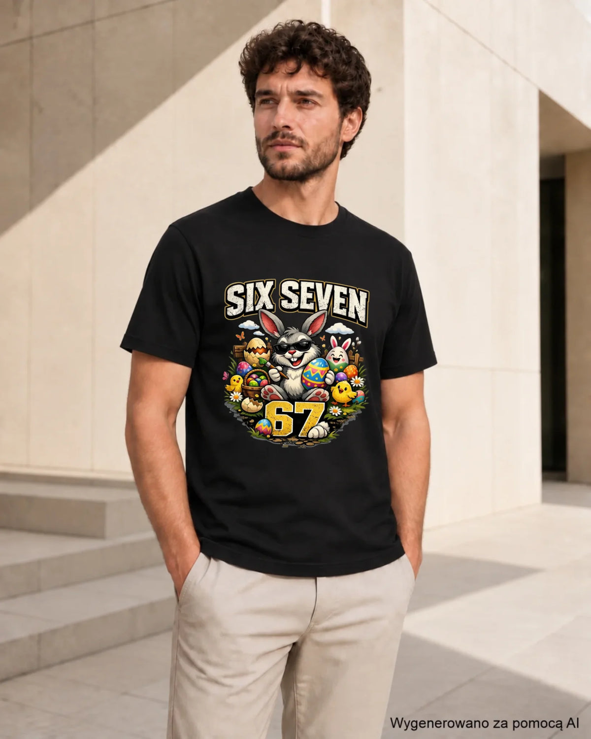 Koszulka męska wielkanocna - Zając Six Seven 67 WN10