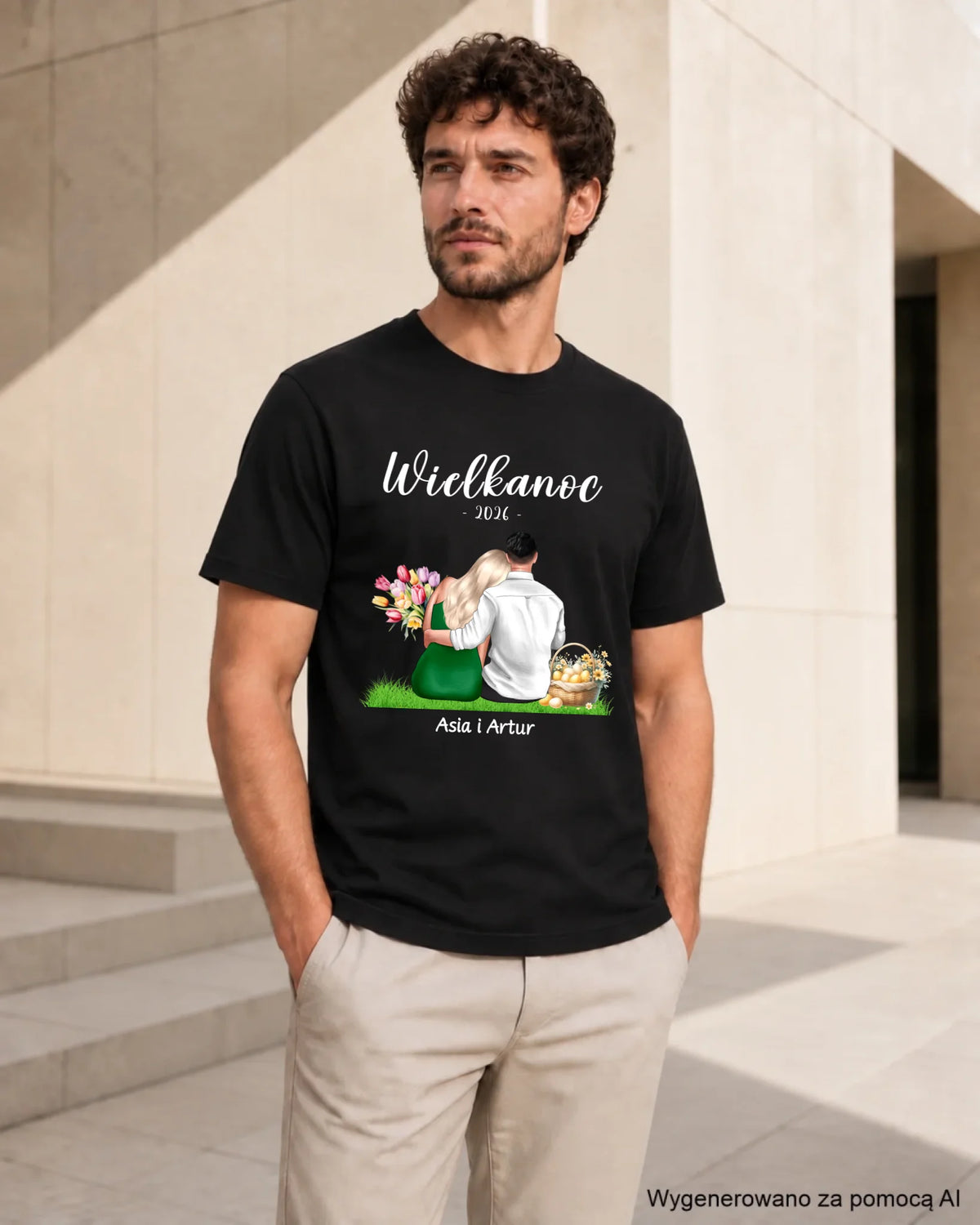 Koszulka męska na Wielkanoc dla par - personalizowana WN36