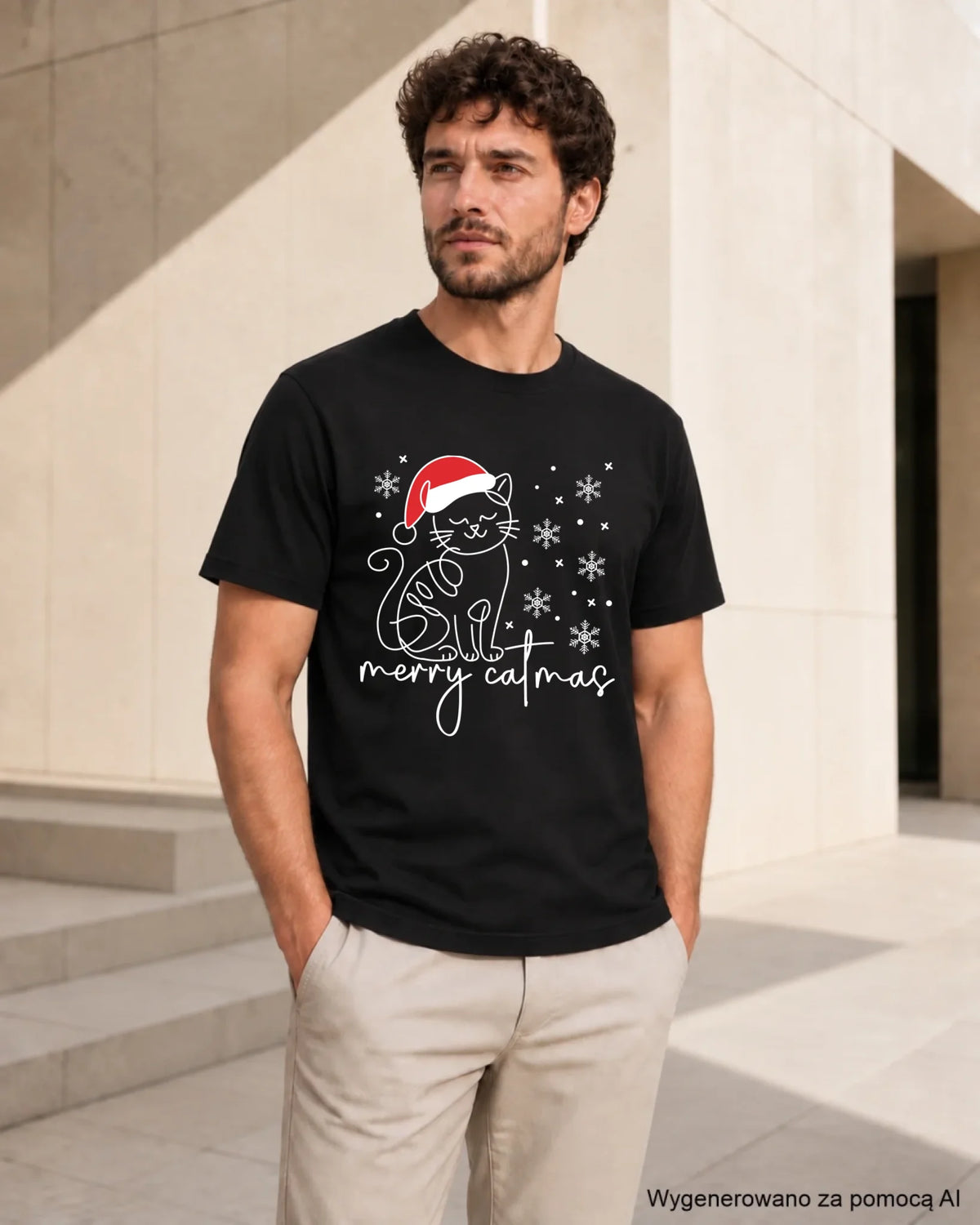 Koszulka męska świąteczna - Kot Merry catmas BN151