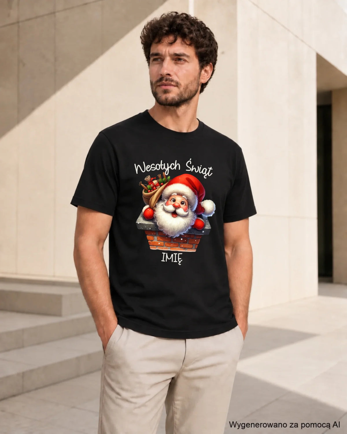 Koszulka męska świąteczna - prezent na Mikołajki Mikołaj - personalizowana BN08