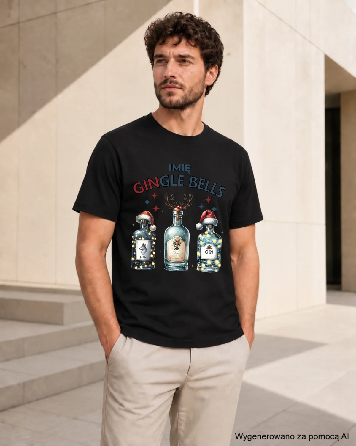 Koszulka męska świąteczna - Gin Gingle bells - personalizowana BN68
