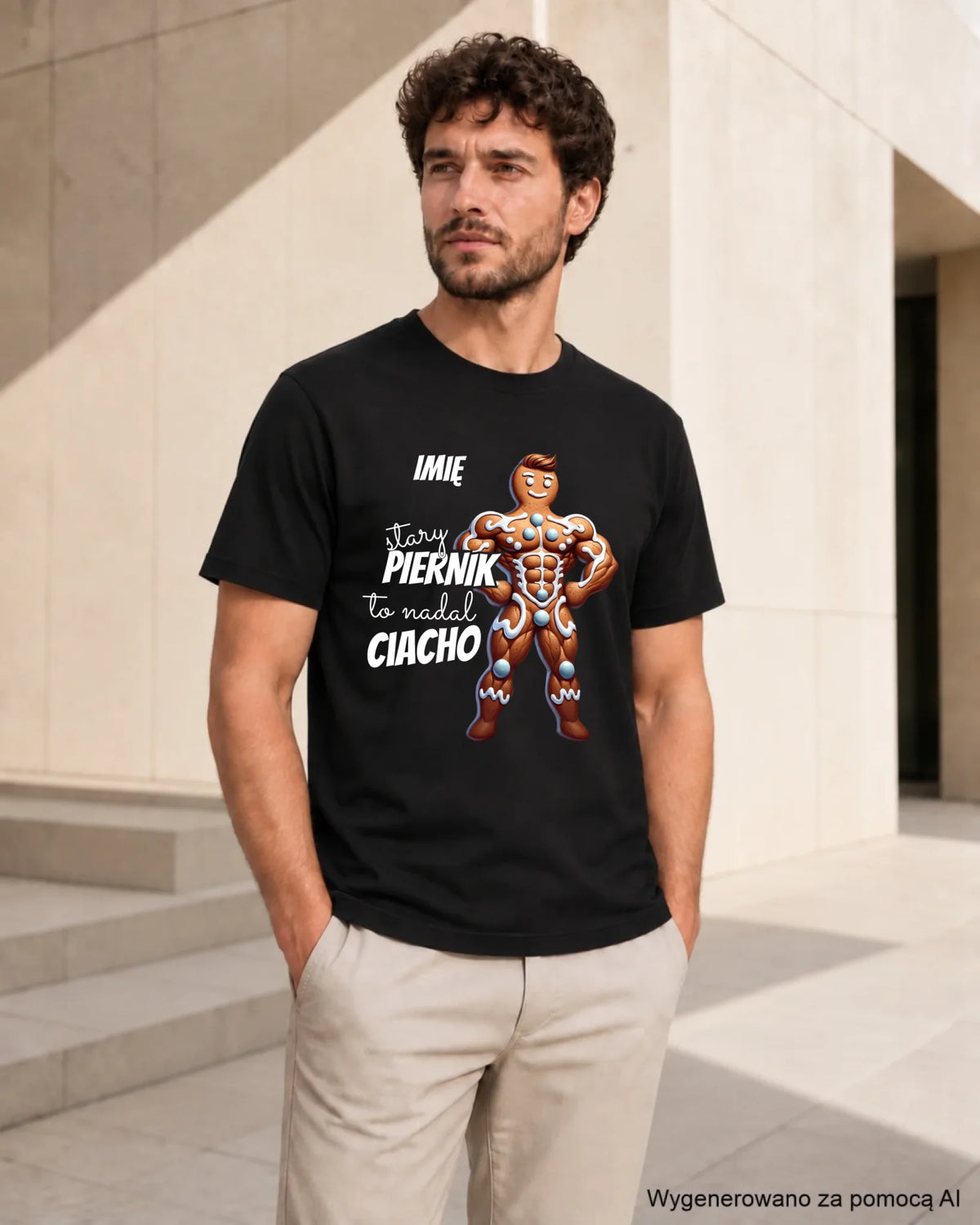 Koszulka męska świąteczna - Stary piernik to nadal ciacho - personalizowana BN23