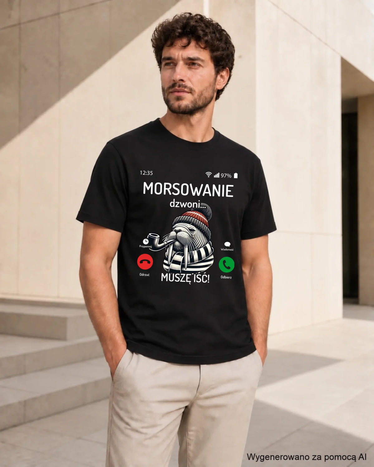 Koszulka męska - prezent dla morsa - Morsowanie dzwoni muszę iść - Mors HM19
