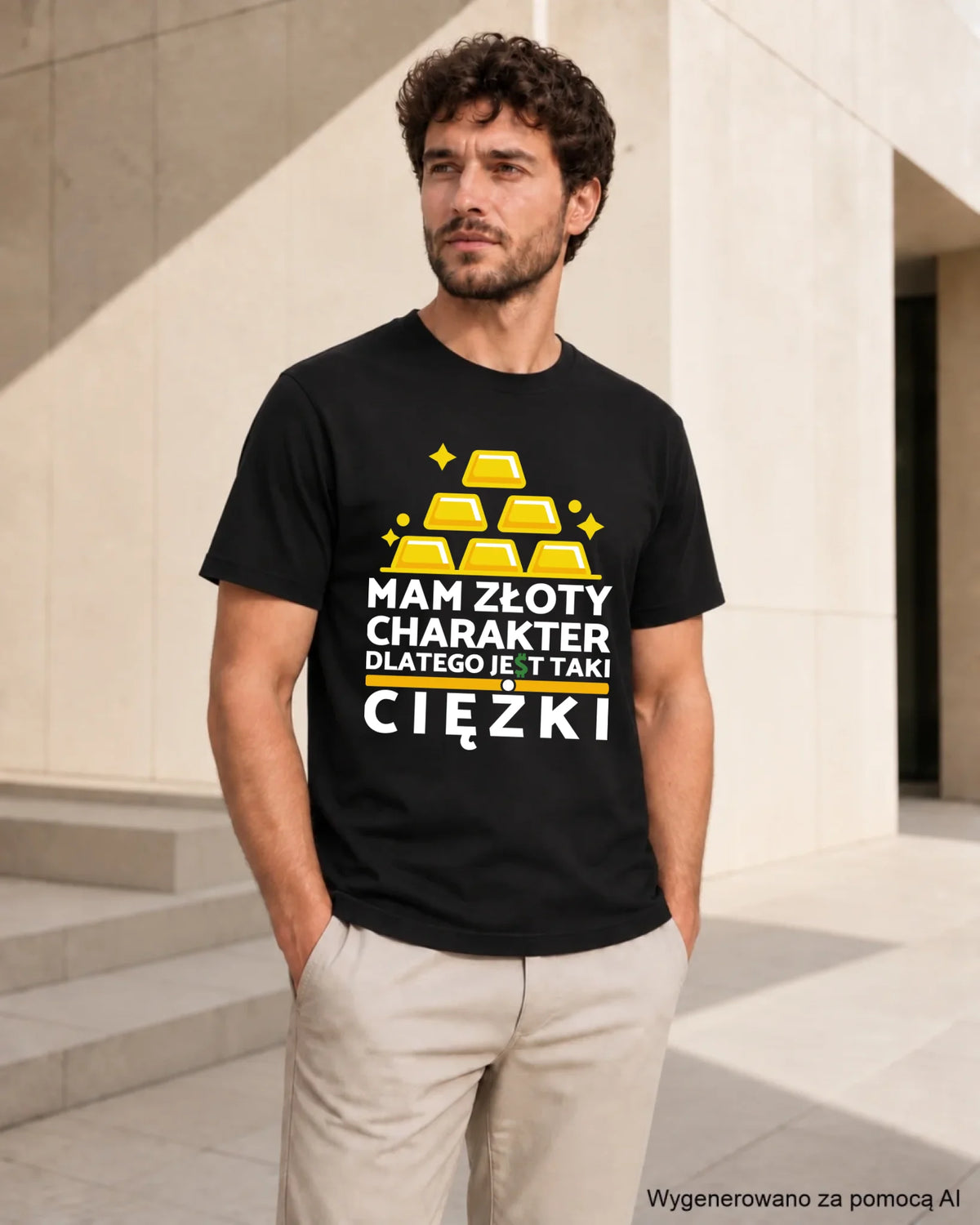 Koszulka męska - prezent dla chłopaka - Złoty charakter DCH16