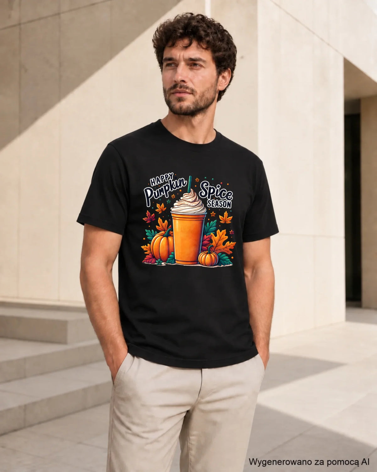 Koszulka męska jesienna - Pumpkin Spice - kawa dyniowa JS02