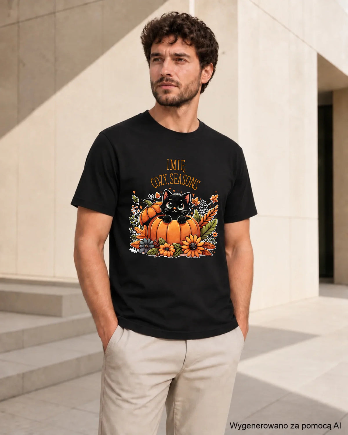 Koszulka męska jesienna - Cozy Seasons - personalizowana JS01