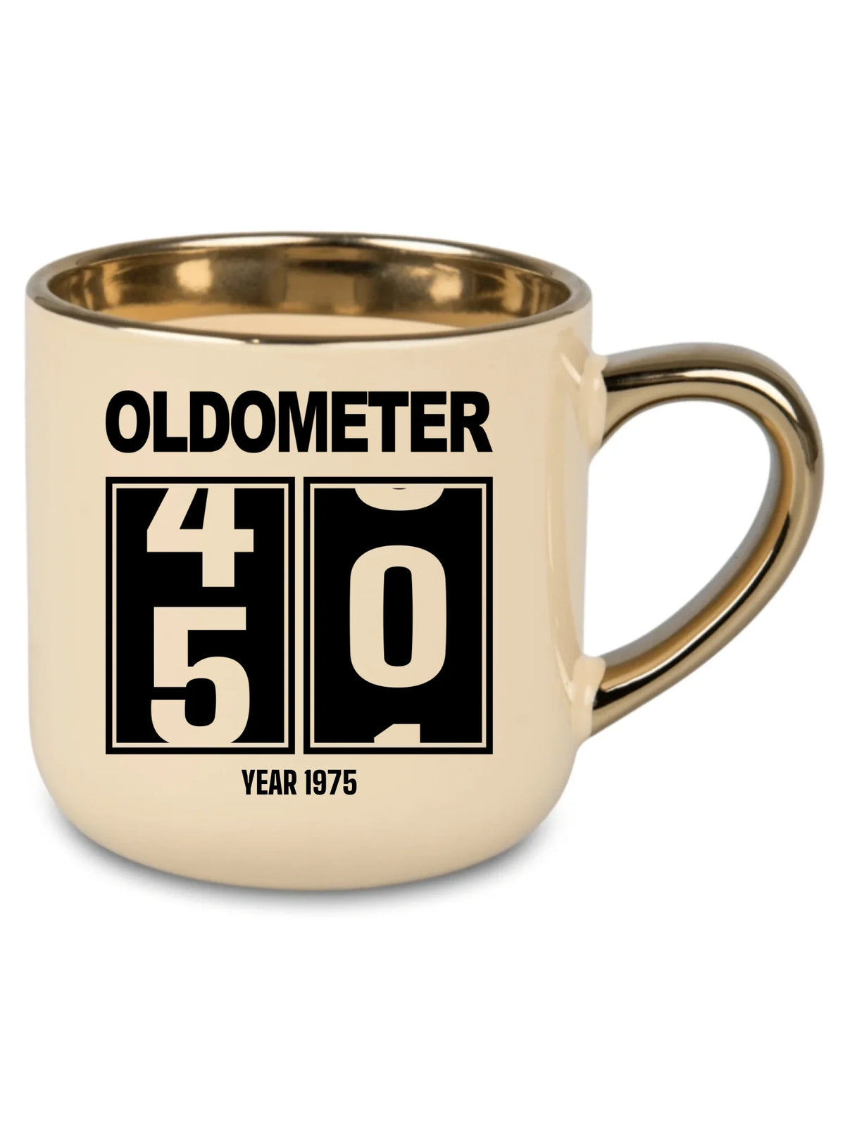 Kubek ze złotym rantem na urodziny - Oldometer wybierz wiek 20-85 lat