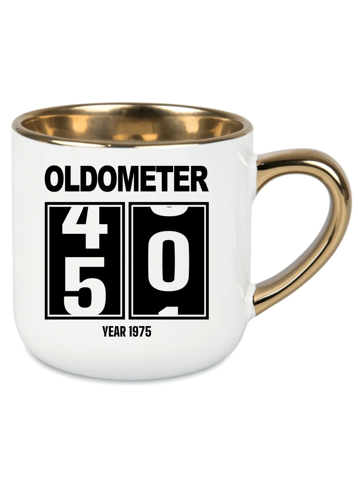 Kubek ze złotym rantem na urodziny - Oldometer wybierz wiek 20-85 lat
