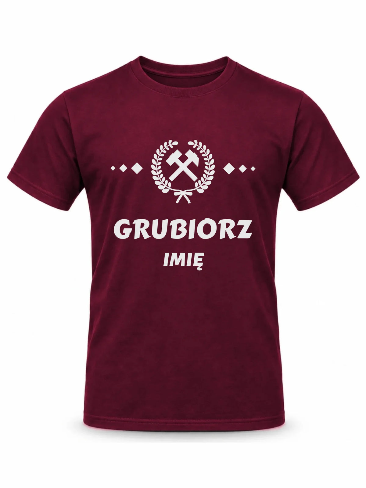 Burgundowa koszulka męska z imieniem dla górnika - Grubiorz