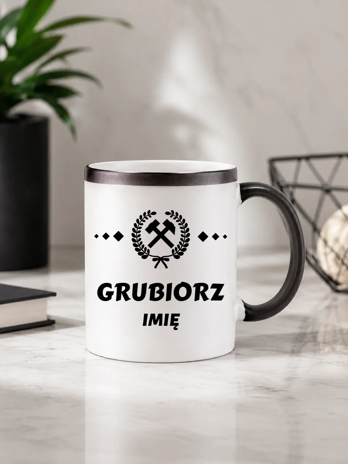 Prezent dla taty górnika zmieniający kolor kubek magiczny z ukrytym nadrukiem - Grubiorz