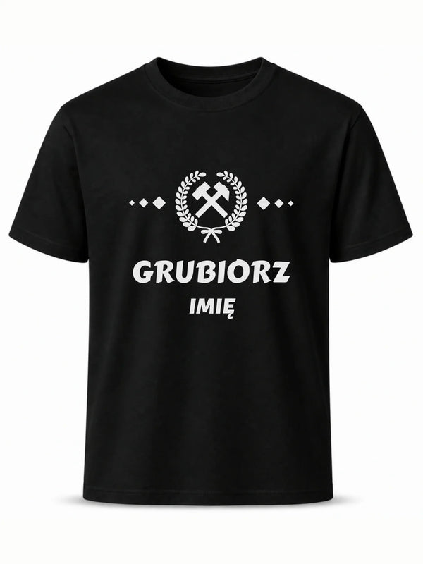 Czarna koszulka z imieniem dla górnika - Grubiorz