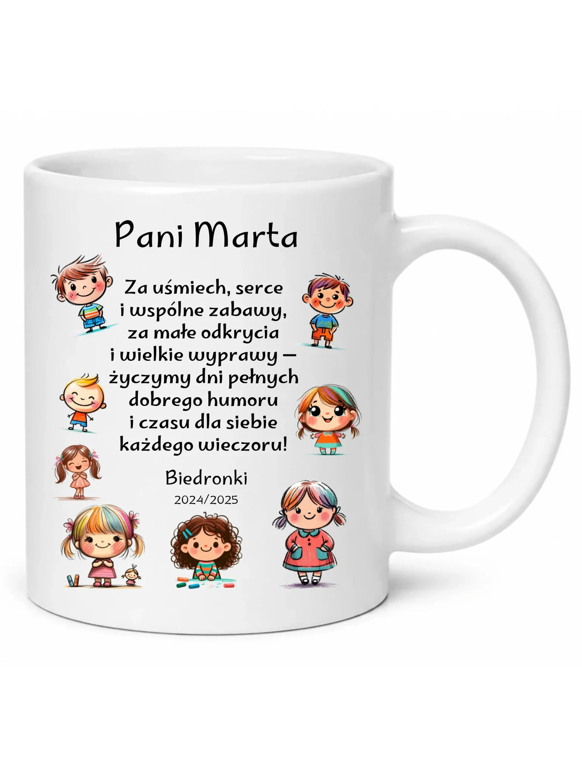 Kubek dla przedszkolanki z wierszykiem i nazwą grupy - personalizowany N03
