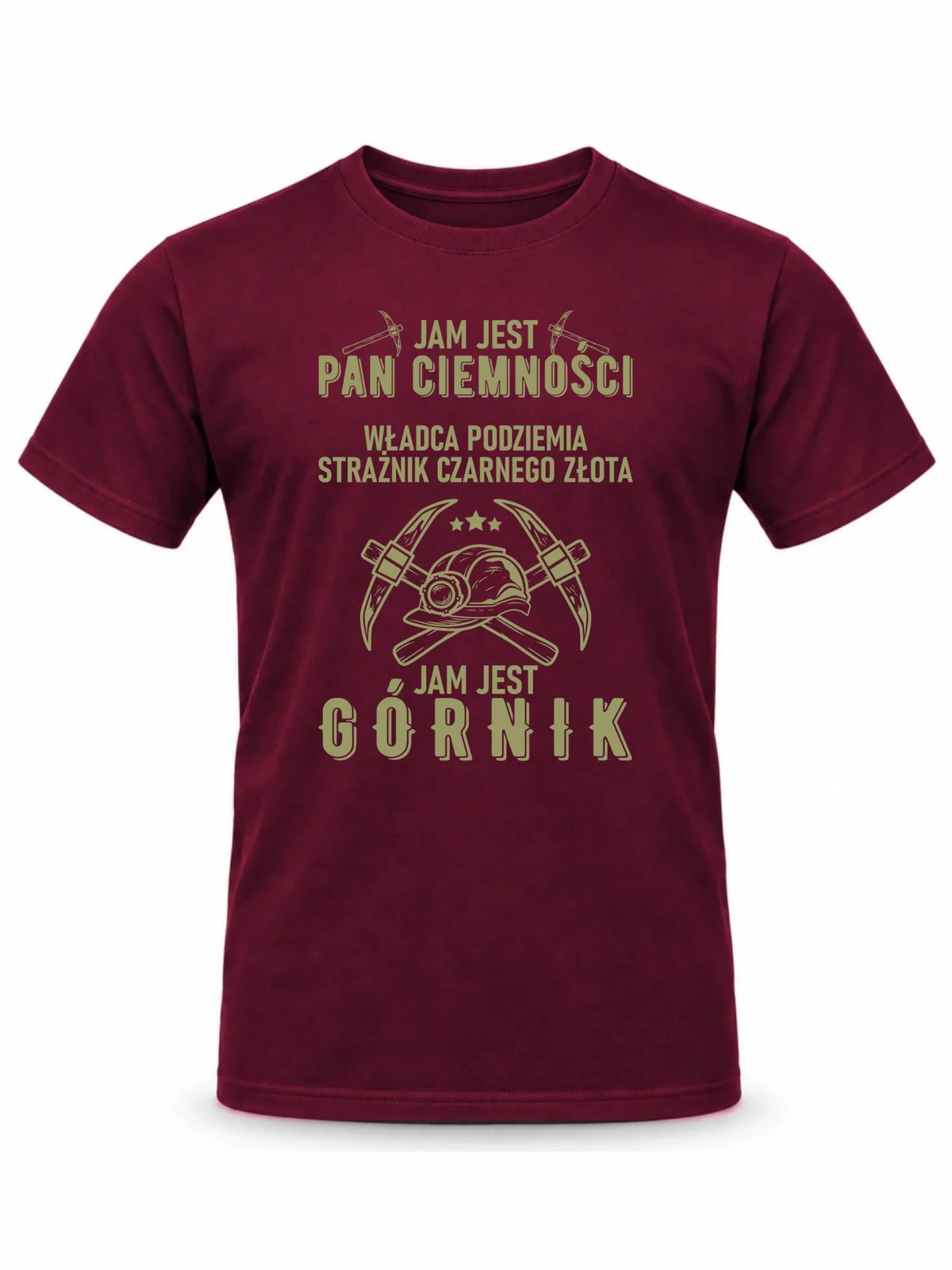 Burgundowa koszulka męska dla górnika - Pan Ciemności, Jam jest Górnik