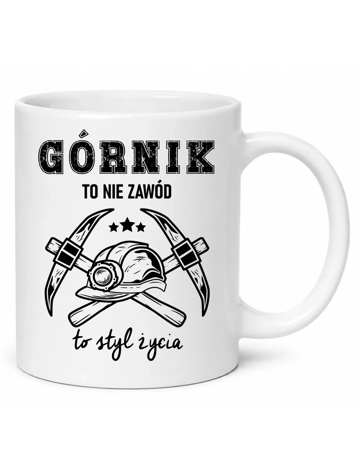 Biały kubek dla górnika - Górnik to nie zawód, to styl życia