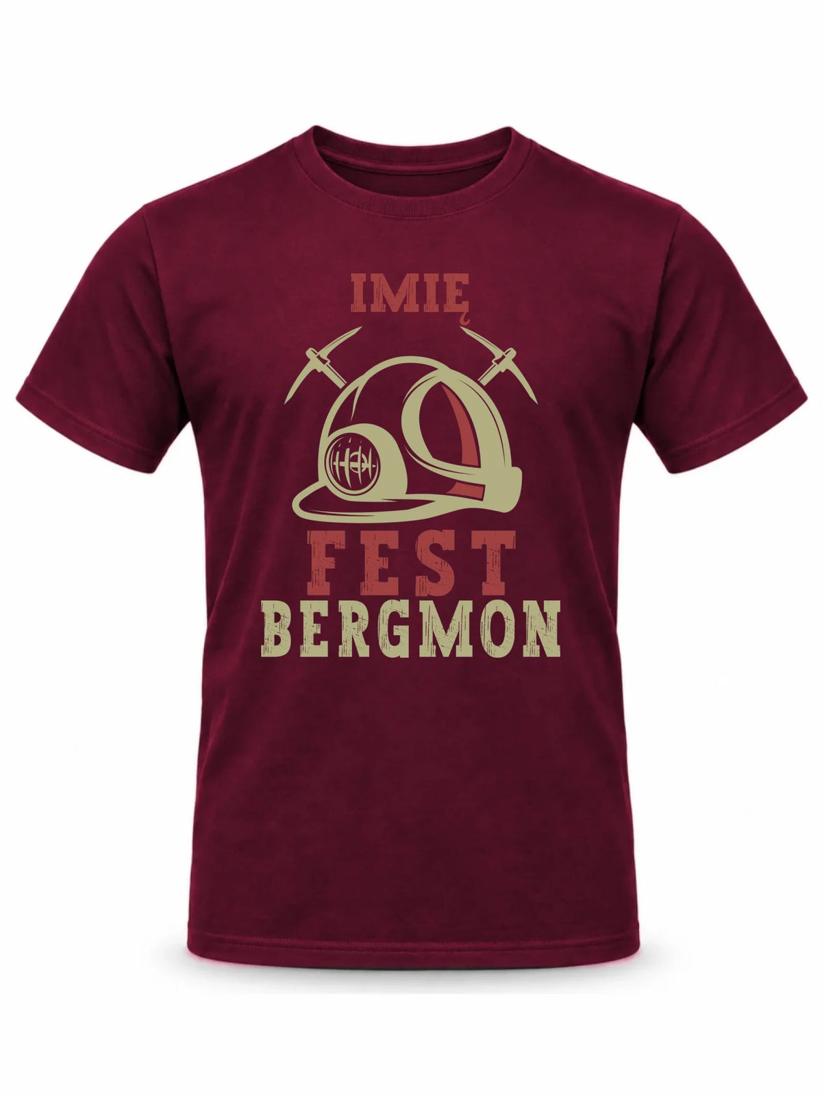 Burgundowa koszulka męska z imieniem dla górnika - Fest Bergmon