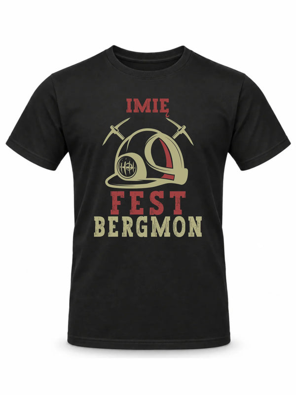 Czarna koszulka męska z imieniem dla górnika - Fest Bergmon