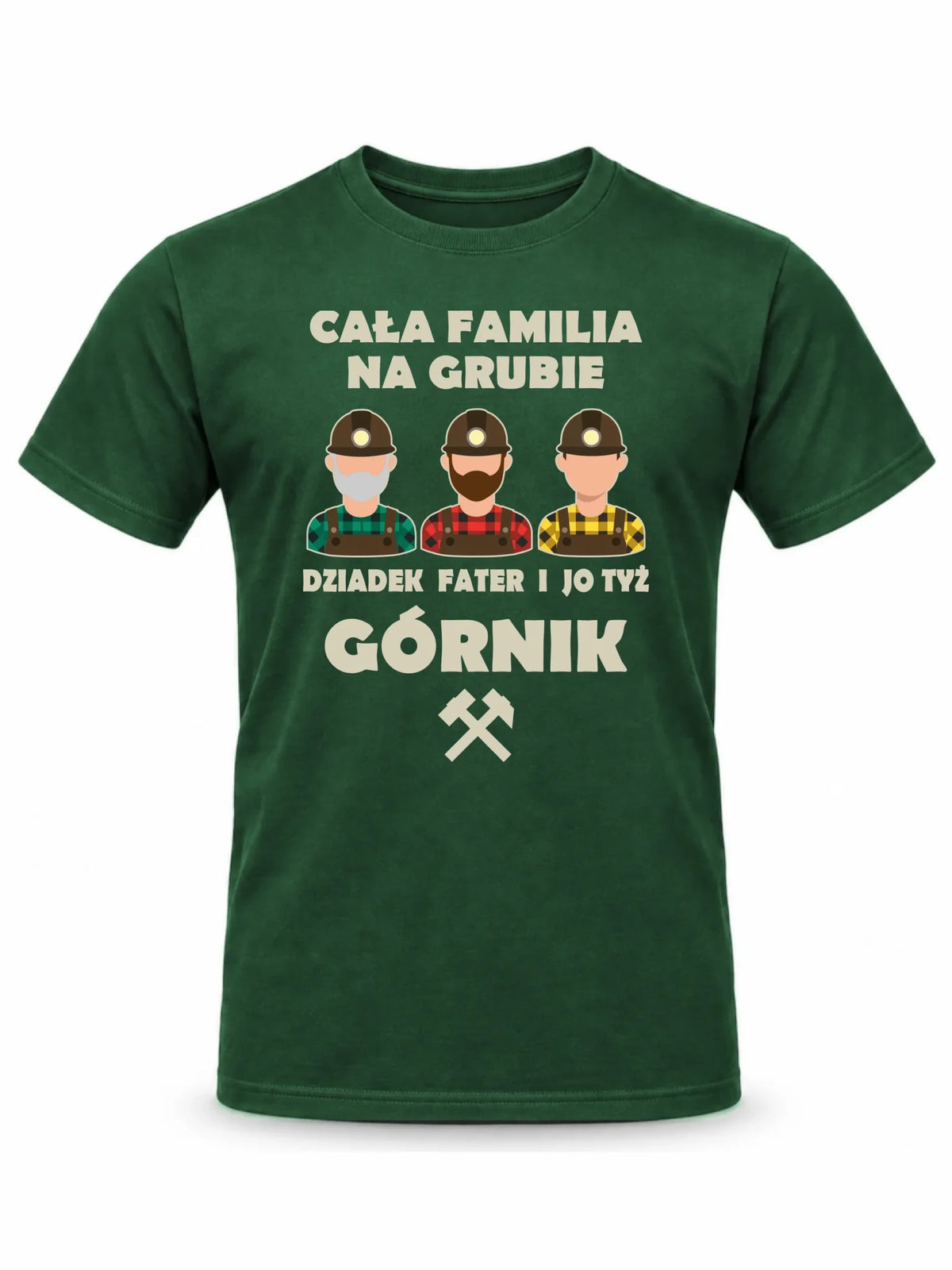 Zielona koszulka męska dla górnika - Cała familia na grubie