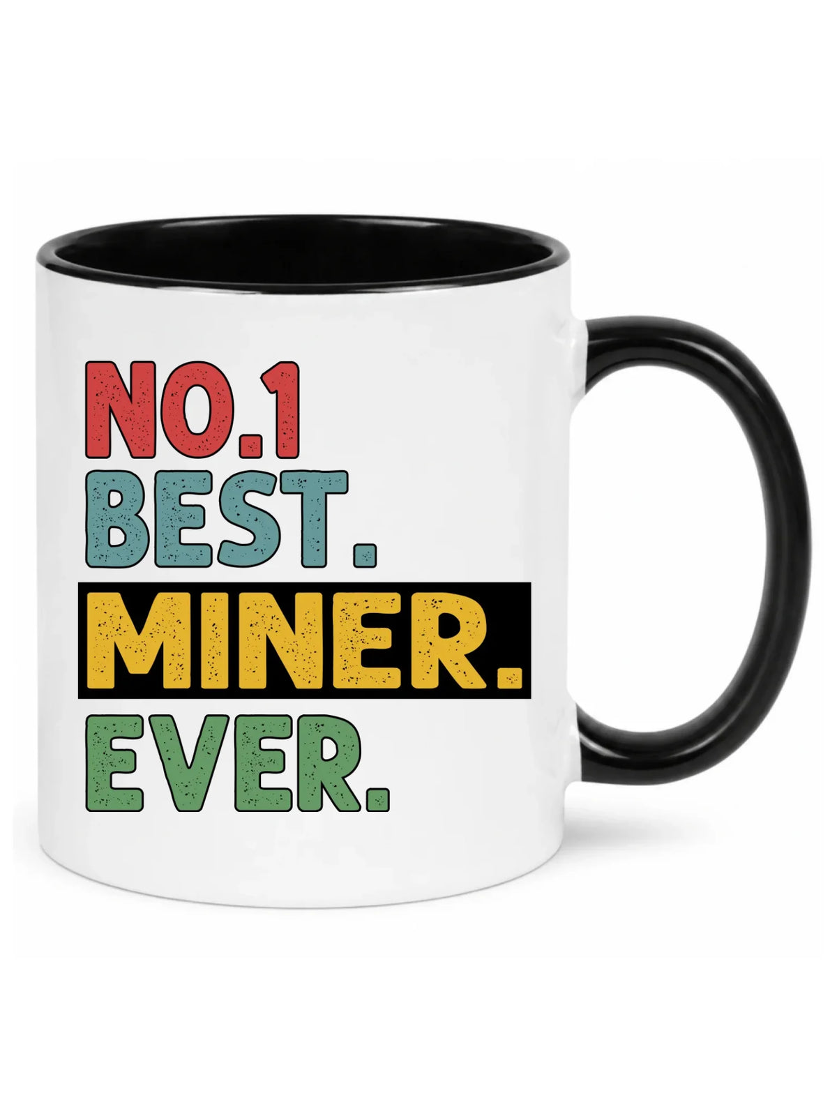 Biały z czarnym środkiem kubek dla górnika - Best Miner Ever