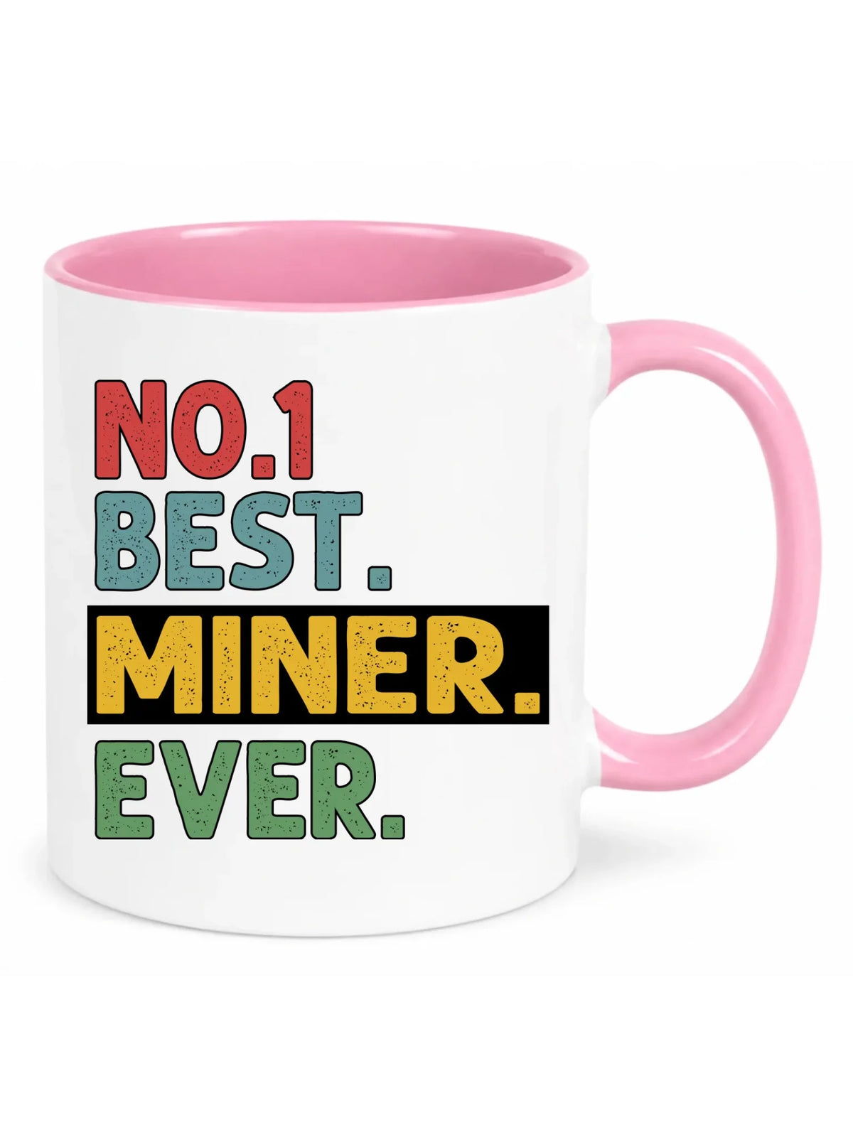 Biały z różowym środkiem kubek dla górnika - Best Miner Ever