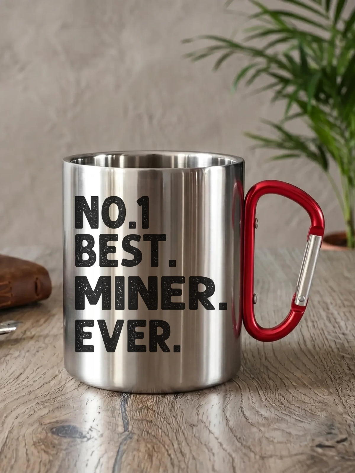 Prezent na Barbórkę srebrny kubek turystyczny z nadrukiem - Best Miner Ever