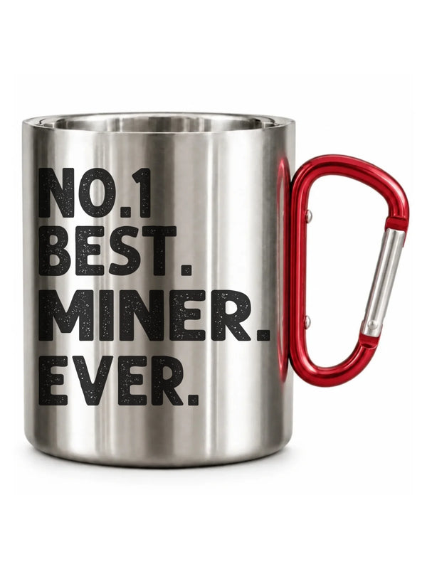 Srebrny z karabińczykiem kubek turystyczny dla górnika - Best Miner Ever