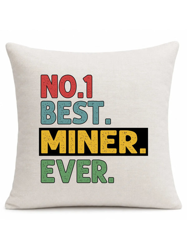 Kremowa poduszka lniana dla górnika - Best Miner Ever