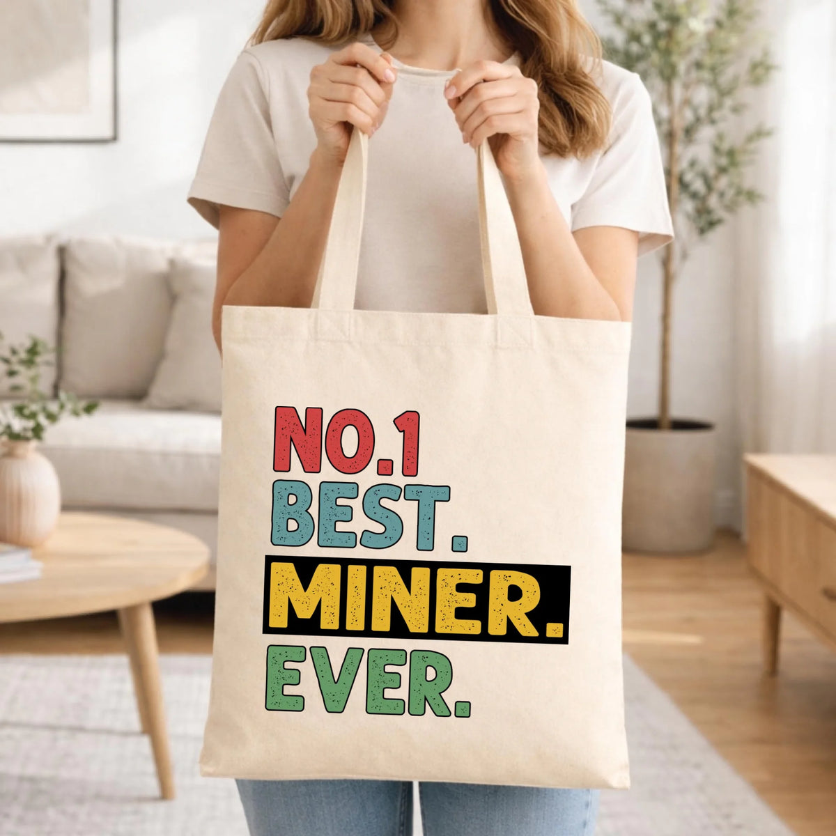 Prezent na Dzień Górnika naturalna torba z nadrukiem - Best Miner Ever